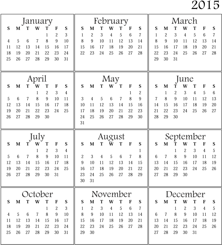 Printable Calendar 2015 Yangah Solen Blank Template - 2019 Printable Calendar One Page (840x917), Png Download