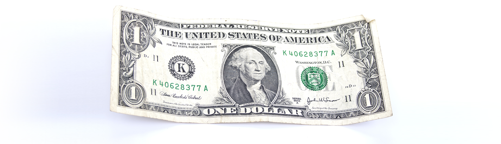 Every Dollar Makes A Difference - 1 Dollar Bill Transparent (1919x551), Png Download