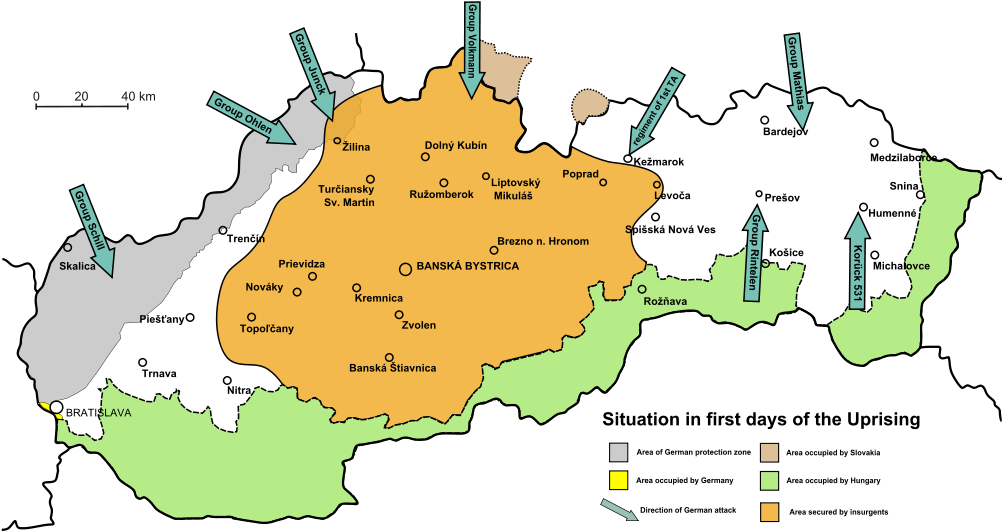 1024px-map Snp1 En - Liberation Of Czechoslovakia Map (1024x550), Png Download