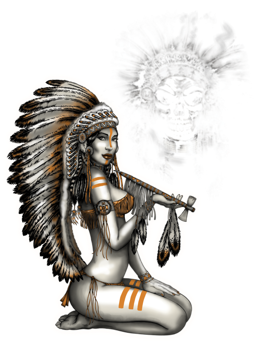 Chief Woman Smoking Pipe - Illustration (709x709), Png Download