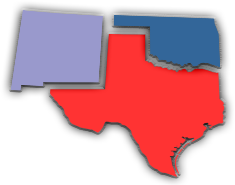 Map Outline Texas Red, New Mexico, Light Blue And Oklahoma, (1920x600), Png Download