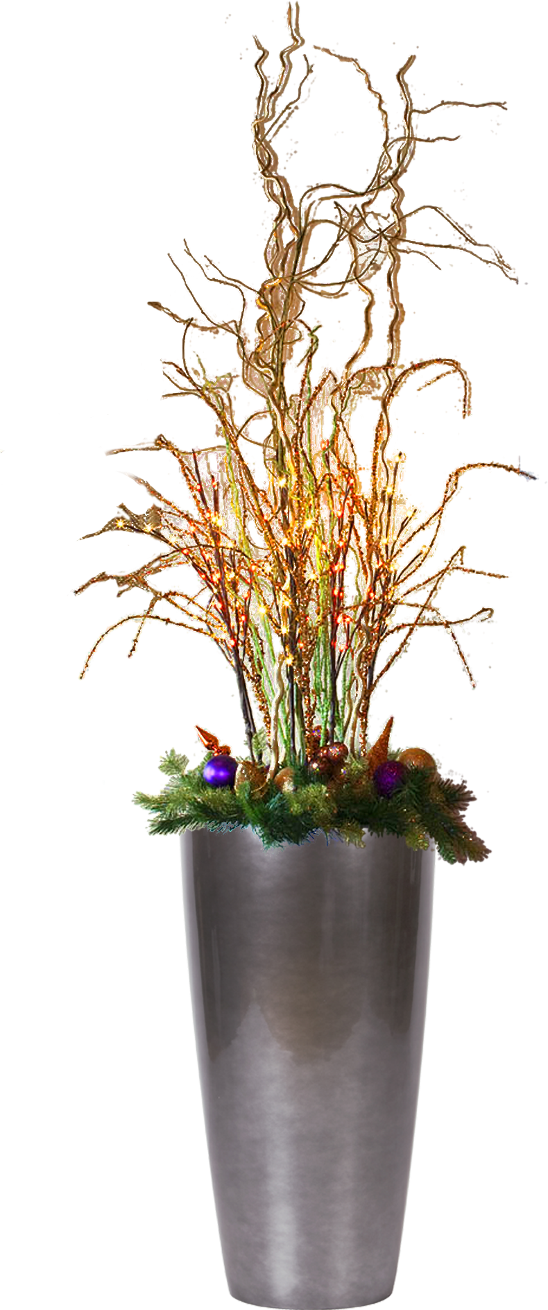 Holiday Branch Arrangement - Flowerpot (790x1887), Png Download