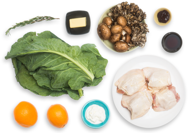 Oven Roasted Chicken & Mixed Mushrooms With Crispy - Chard (700x477), Png Download