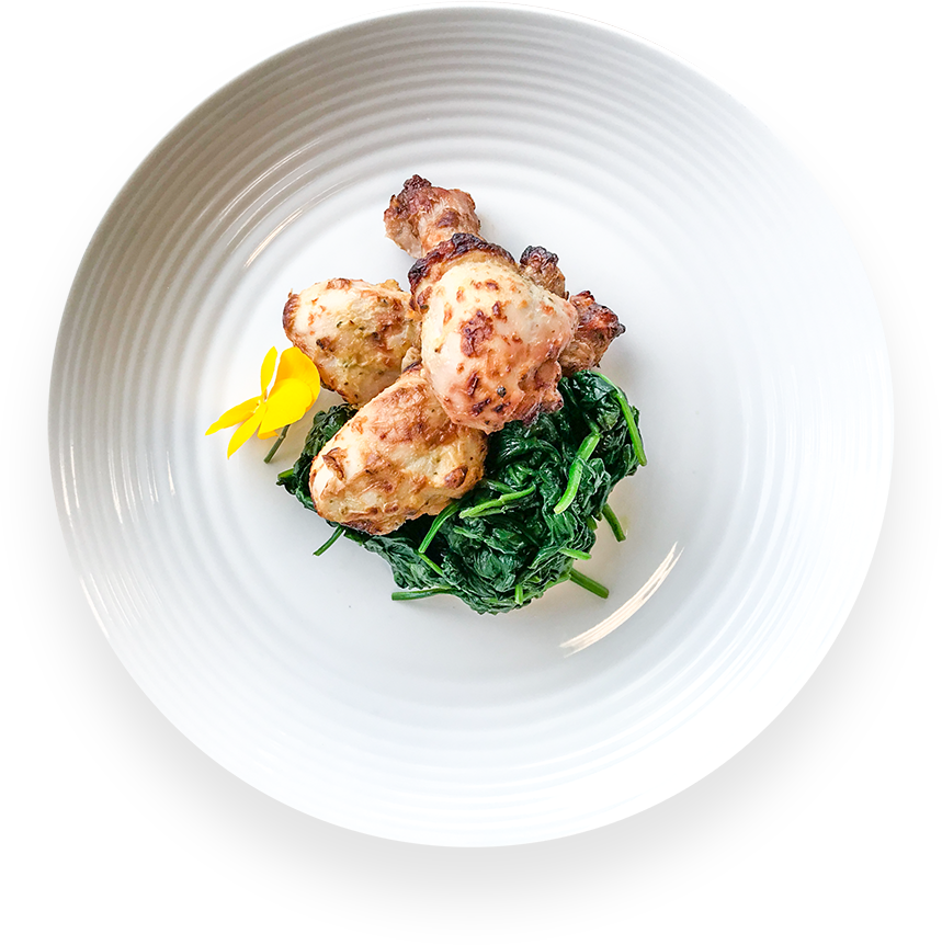 Roasted Dijon Lime Chicken Drumsticks & Spinach - Rissole (859x862), Png Download