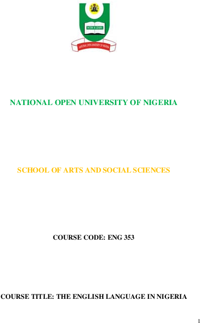 Pdf - National Open University Of Nigeria (612x792), Png Download