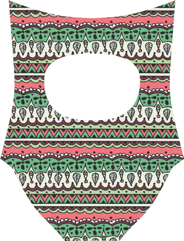 Green Bohemia Lines Strap Swimsuit - Wool (1000x1000), Png Download