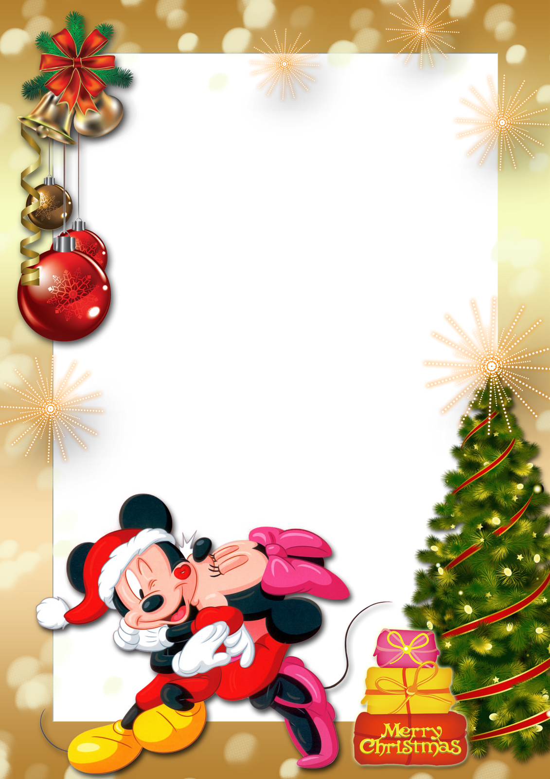 Frames De Natal Com Personagens Infantil - Molduras De Natal Mickey (1131x1600), Png Download