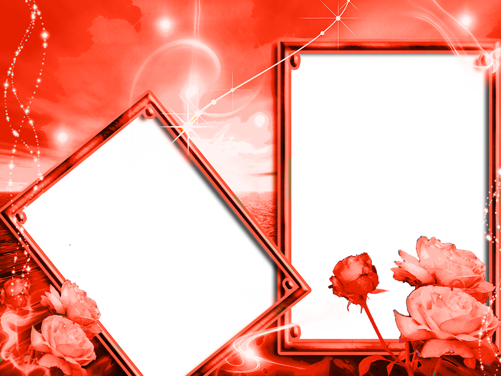 Moldura Para 2 Foto Vermelha (1000x750), Png Download