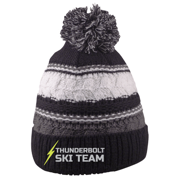 Thunderbolt Loose Knit Pom Beanie - Beanie (1000x1000), Png Download