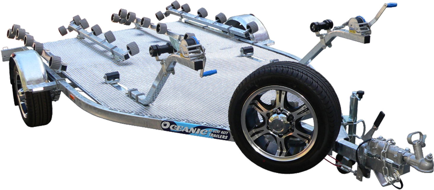 Custom Jet Ski Trailers - Custom Tandem Jetski Trailer (1500x671), Png Download