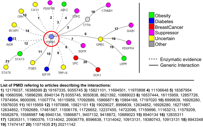 Each Protein Is Depicted As Circle Whose Color Refers - Ptp1b Substrates (726x459), Png Download