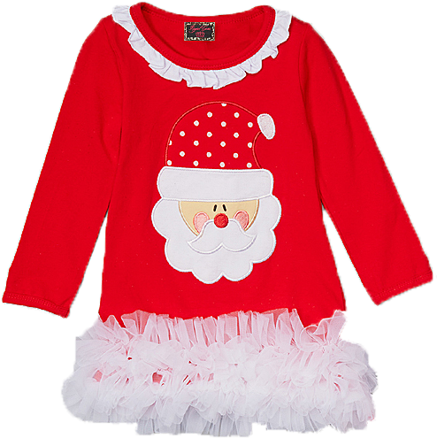 Red Santa Christmas Ruffle Dress - Sweater (548x658), Png Download