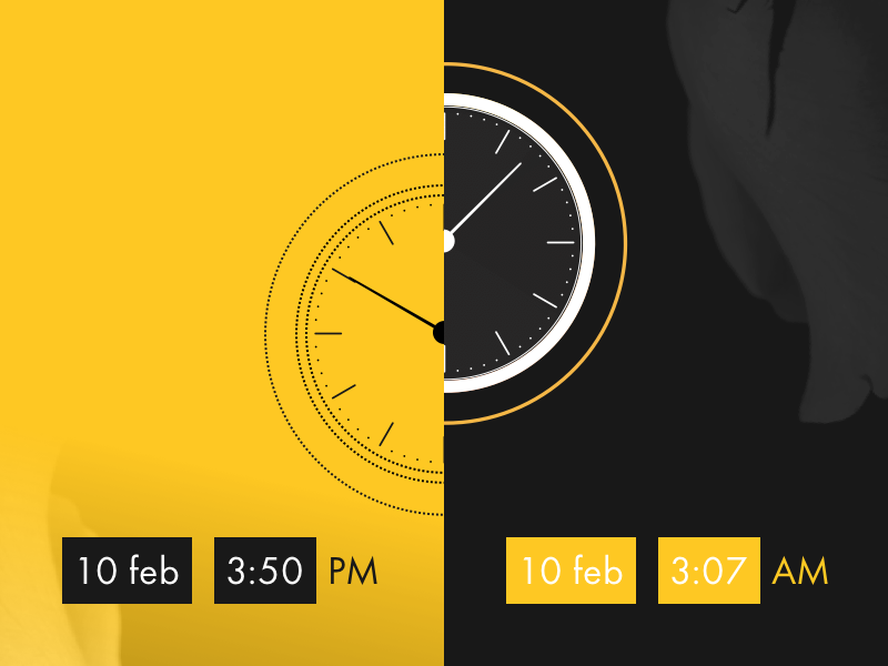 Am/pm Dashed Mobile Screen Flower Black Yellow Contrast - Wall Clock (800x600), Png Download