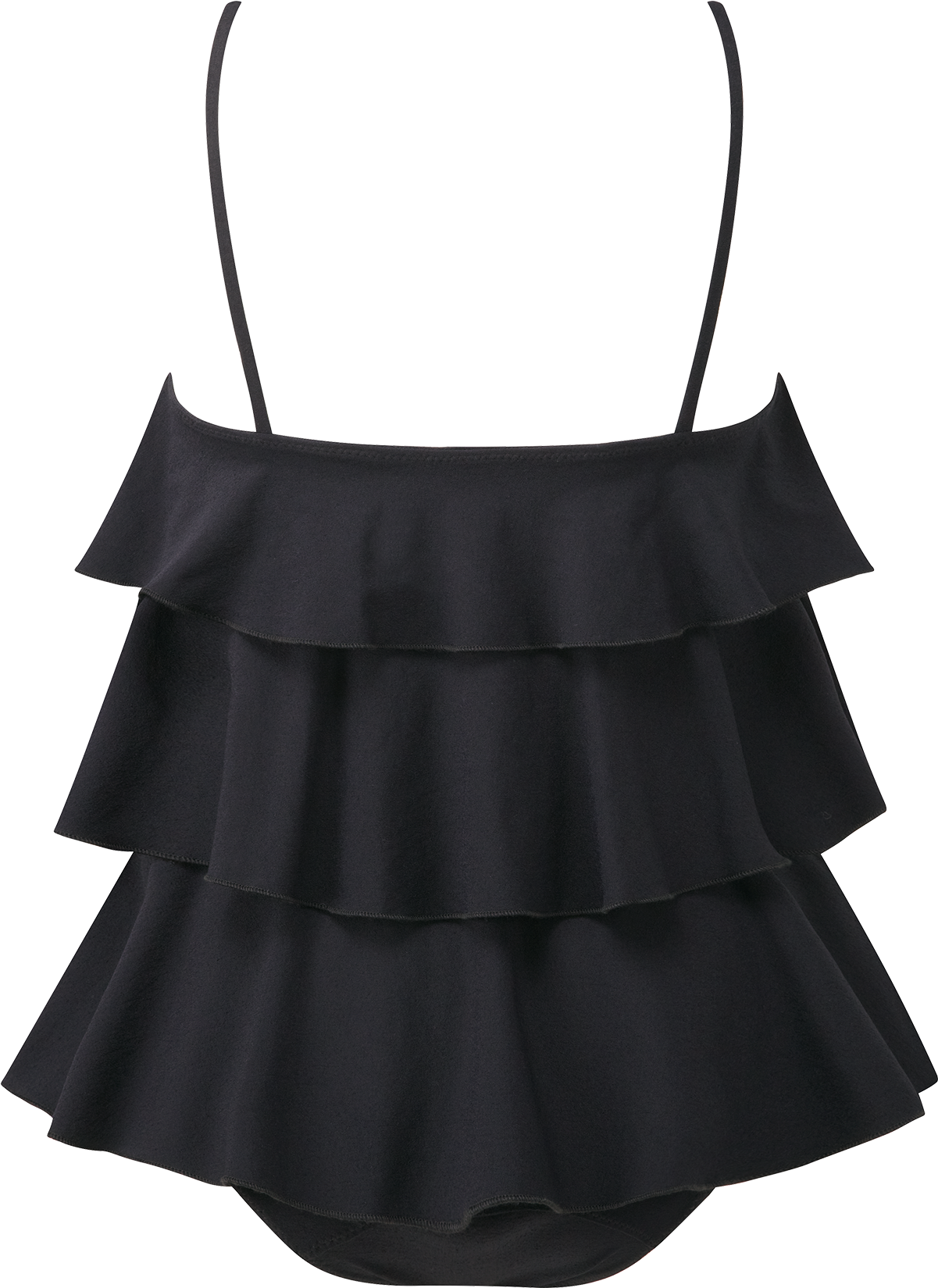 Imaan Black Crepe Ruffle Maillot - A-line (1200x1740), Png Download