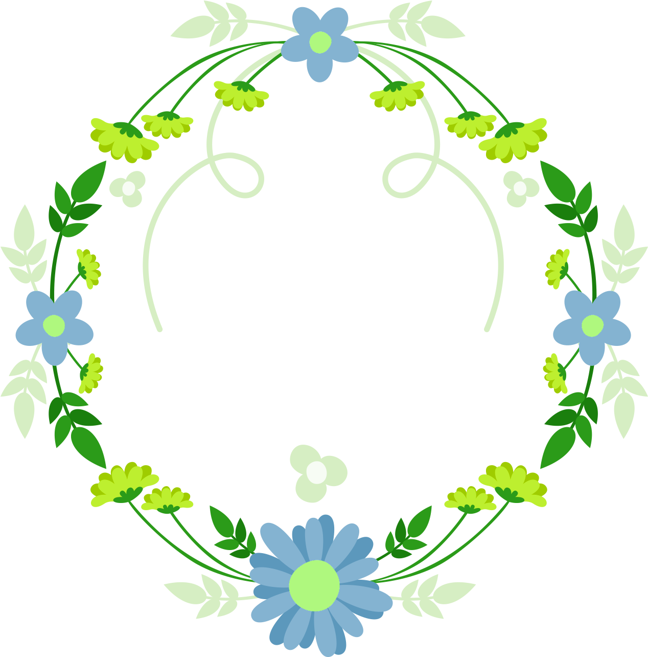 Garland Laurel Wreath Blue Green Fresh Png And Psd - Circle (2000x2000), Png Download