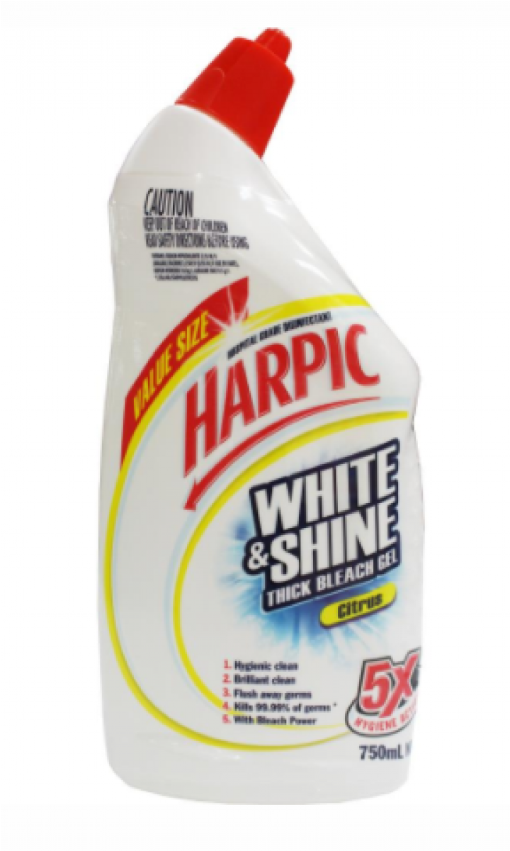 Harpic 750ml White & Shine Thick Bleach Gel Citrus - Bottle (1200x1200), Png Download