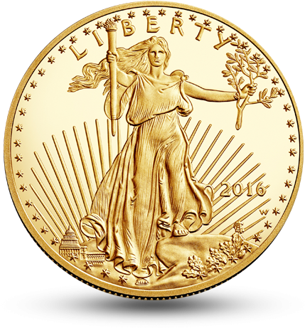 2016 $50 American Gold Eagle - American Eagle Gold Coin (600x600), Png Download