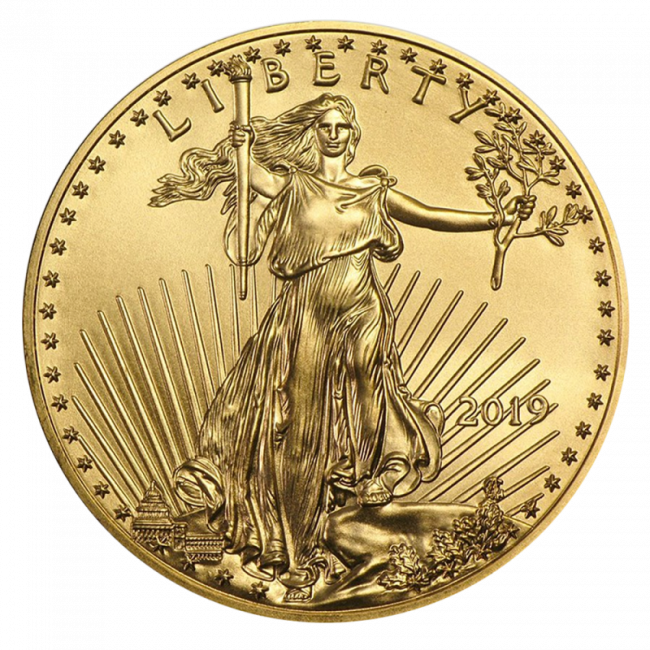 Zoom - Gold American Eagle 2018 (650x650), Png Download