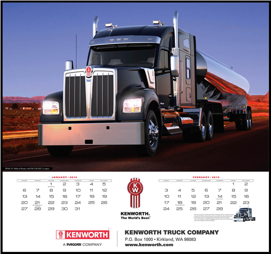 The 2019 Kenworth Trucks Calendar Is Now Available - W990 Kenworth For Sale (1000x500), Png Download