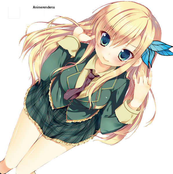 Anime Girl With Dark Teal Eyes - Anime (598x600), Png Download