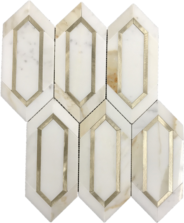Calacatta With Gold Aluminum Picket Polished - Wood (640x755), Png Download
