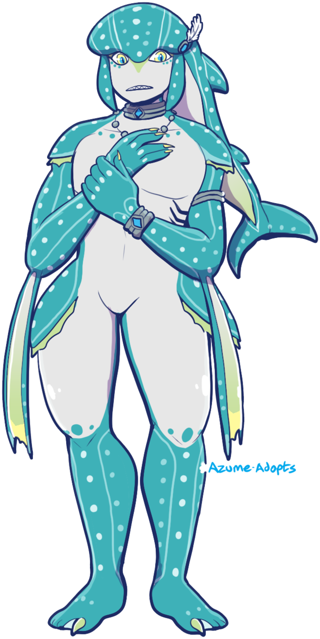 [botw Adopts] Whaleshark For Antipathetic Enmity By - Whale Shark Zora (633x1262), Png Download