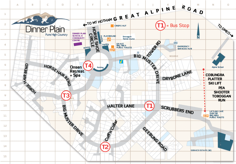 A Map Of The Dinner Plain Bus Stops - Dinner Plain (1000x600), Png Download
