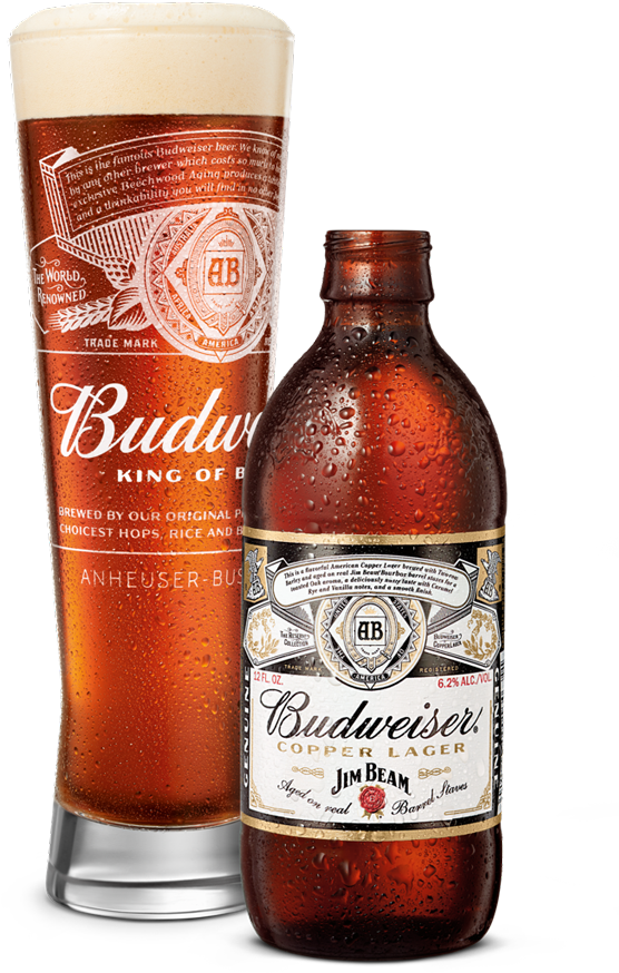 Beer Poured In Glass Next To Bottle - Budweiser (640x960), Png Download