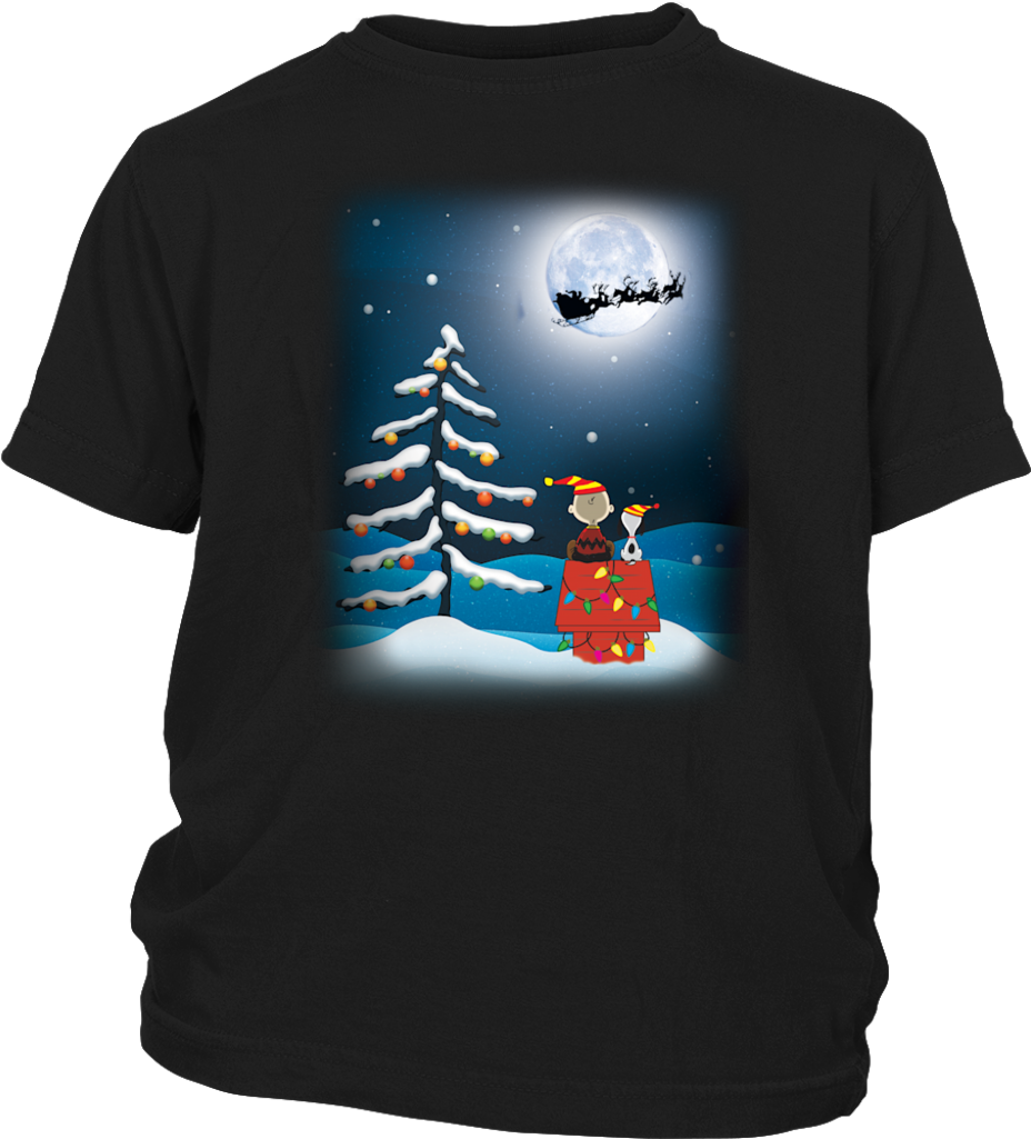Charlie Brown And Snoopy Christmas Night Light T Shirt - God Save The Queen Wow (1024x1024), Png Download