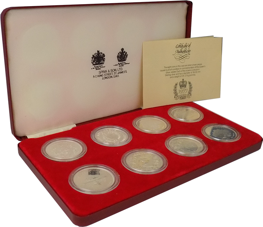 Pre Owned Uk 1977 Crown Silver Proof 8 Coin Collection - Eye Shadow (900x900), Png Download