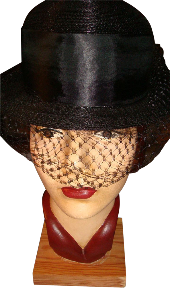 Howard Hodge Original Lady's Black Derby Style Hat - Mask (1023x1023), Png Download