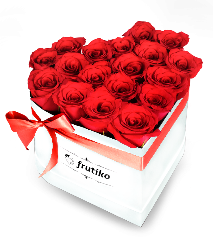 Red Roses White Heart Box - Garden Roses (687x796), Png Download