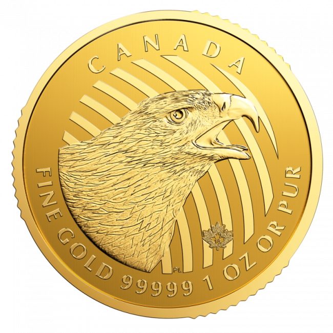 1 Oz Call Of The Wild "golden Eagle" - Canadian Gold Coins 1oz (650x650), Png Download