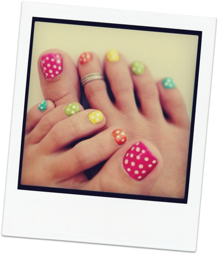 Pretty Colourful Polka Dot Pedicure Mahogany Salon - Polka Dot Toe Nails (754x879), Png Download