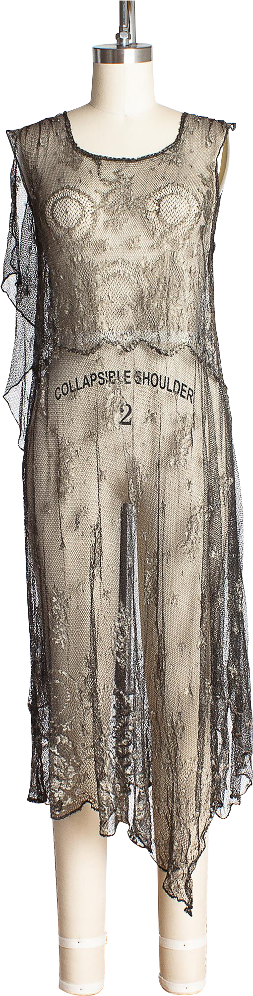 Rare 1920s Parisian Risqué Metallic Lace Asymmetrical - Day Dress (2005x2005), Png Download