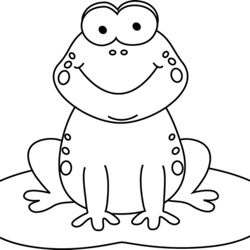 Image Royalty Free Food Hatenylo Com Cartoon On A Lily - Frog Clipart Black And White (1024x1024), Png Download