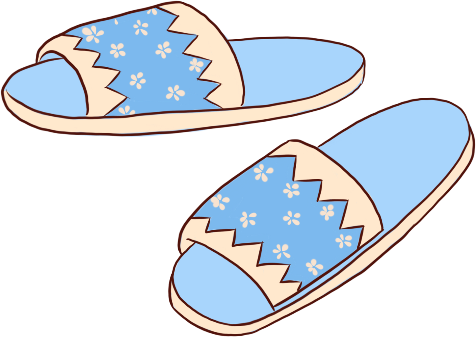 Hand Painted Cartoon Daily Necessities Slippers Png (2000x2000), Png Download