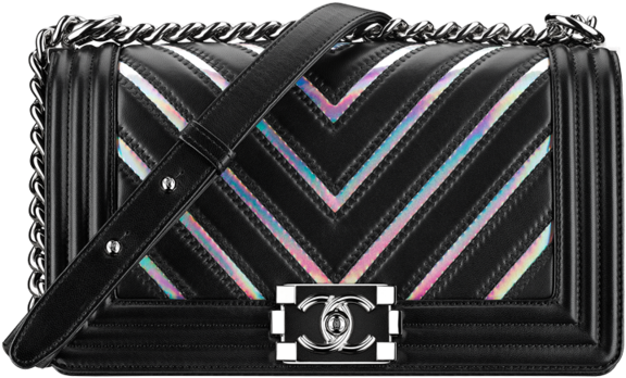 Jpg Black And White Boy Chanel Handbag Lambskin Silver - Chanel (902x1152), Png Download