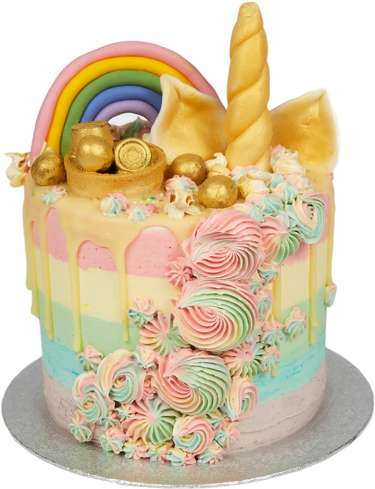 Rainbow Fondant Unicorn Cake (1024x1024), Png Download