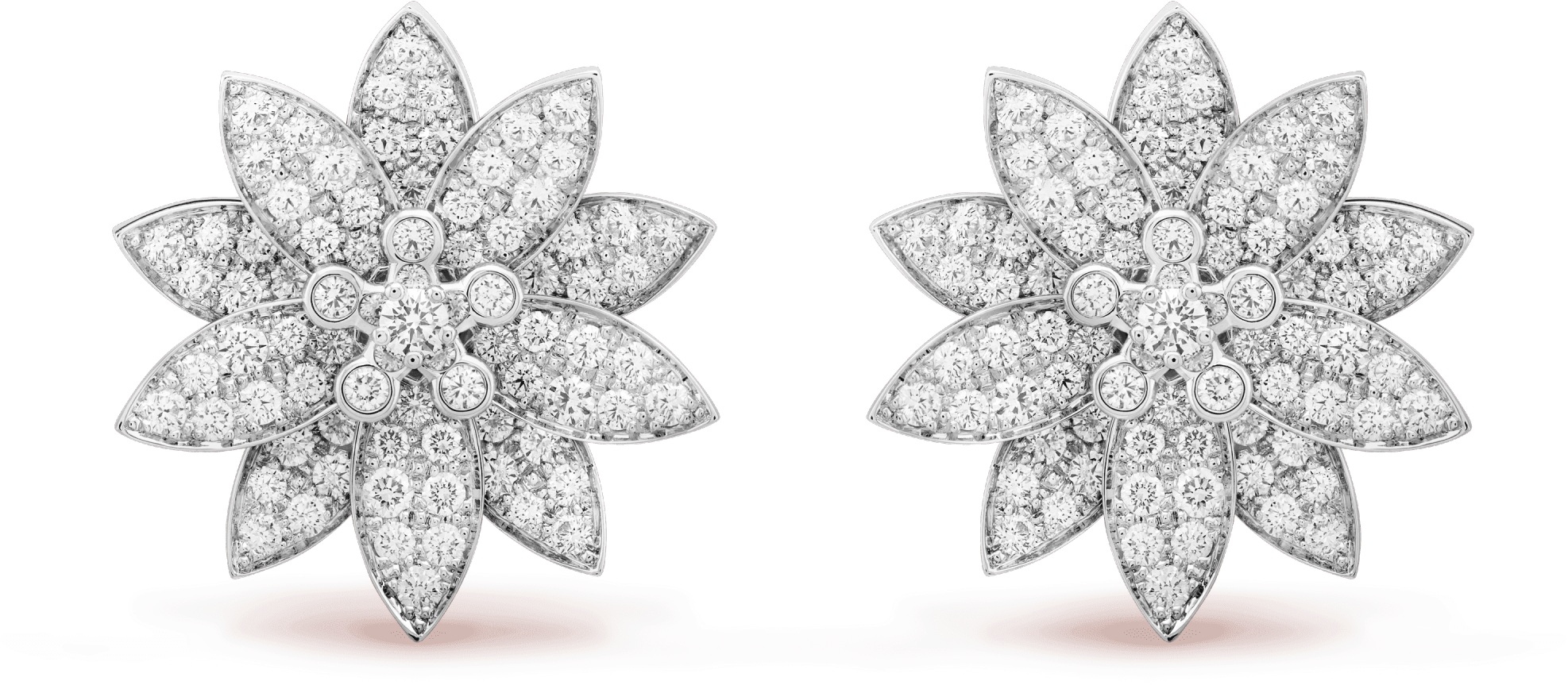 Lotus Earrings, Medium Model - Van Cleef Lotus Earrings (2000x2000), Png Download