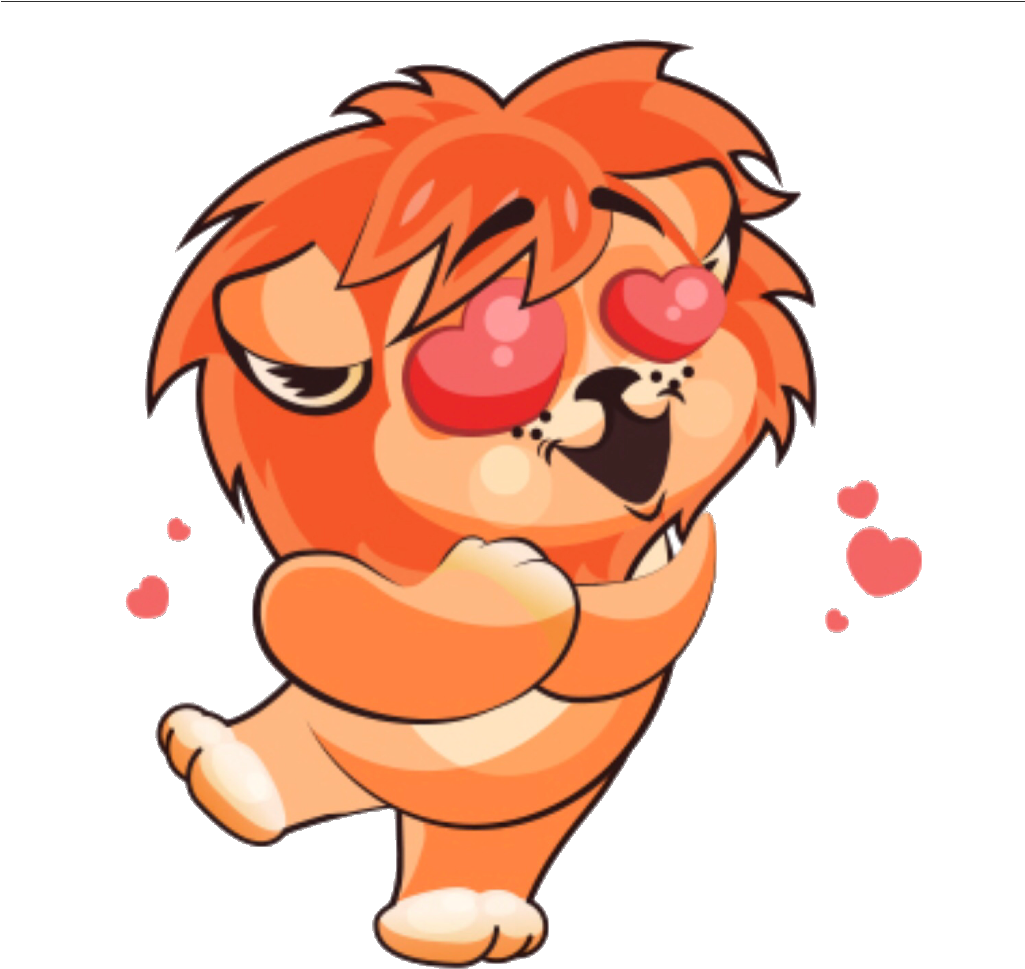 Freetoedit Sticker Stickers Lion Emojis Emoticon Happye - Cartoon Lion In Love (1024x984), Png Download