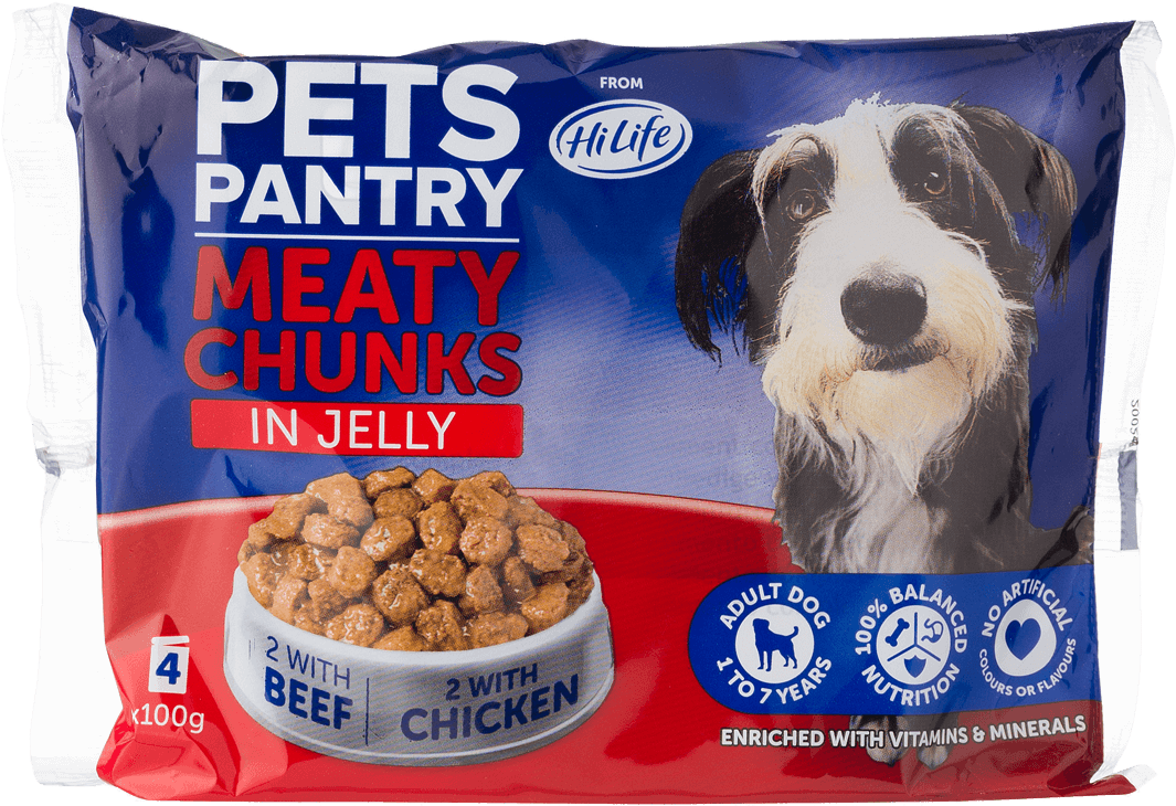 Pets Pantry From Hilife Meaty Chunks In Jelly 4 X 100g - Companion Dog (1183x820), Png Download