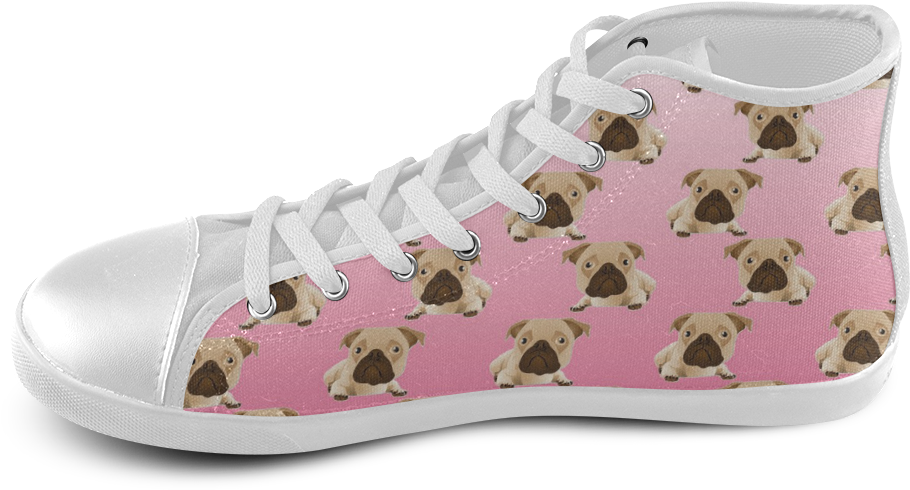 Cute Pugs On Pink Gradient Background High Top Canvas - Fashion Design (1000x1000), Png Download