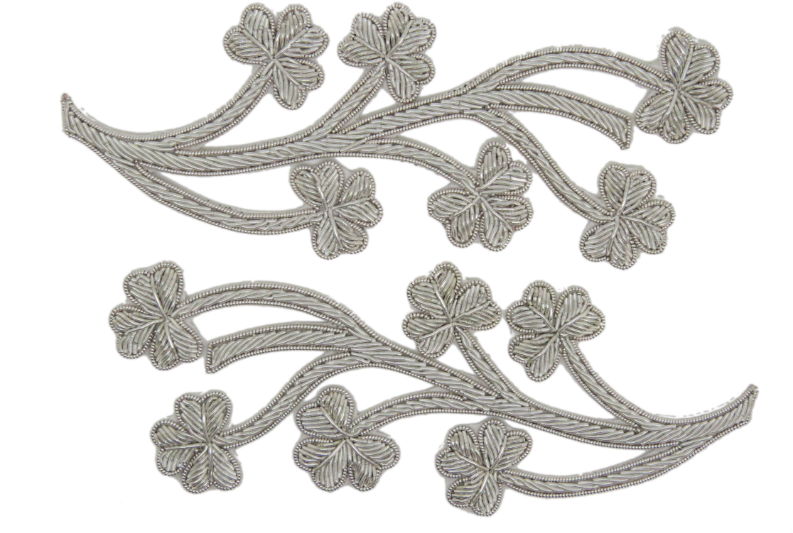 One Pair Of Silver Shamrock Repeat Patterns Gilt - Lace (1200x799), Png Download