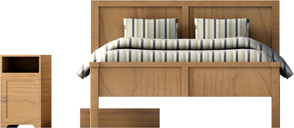 Double Bed Front View (1000x438), Png Download