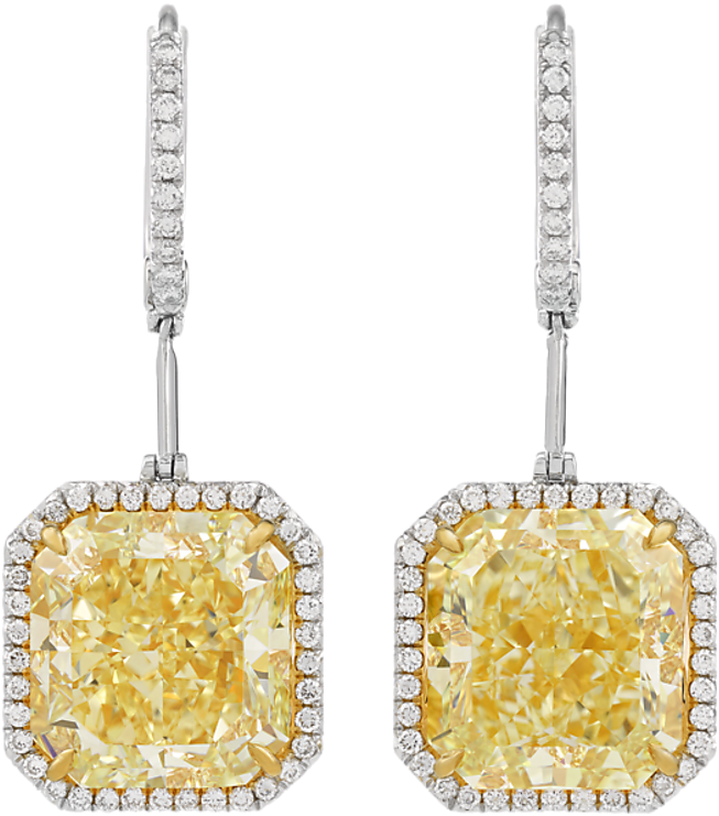Fancy Yellow Diamond Drop Earrings, - Earrings (864x1080), Png Download