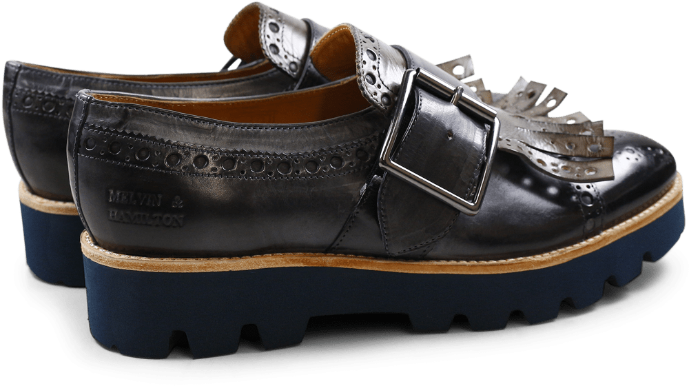 Monks Amelie 52 London Fog Kilty Smoke Buckle Gunmetal - Suede (1024x1024), Png Download