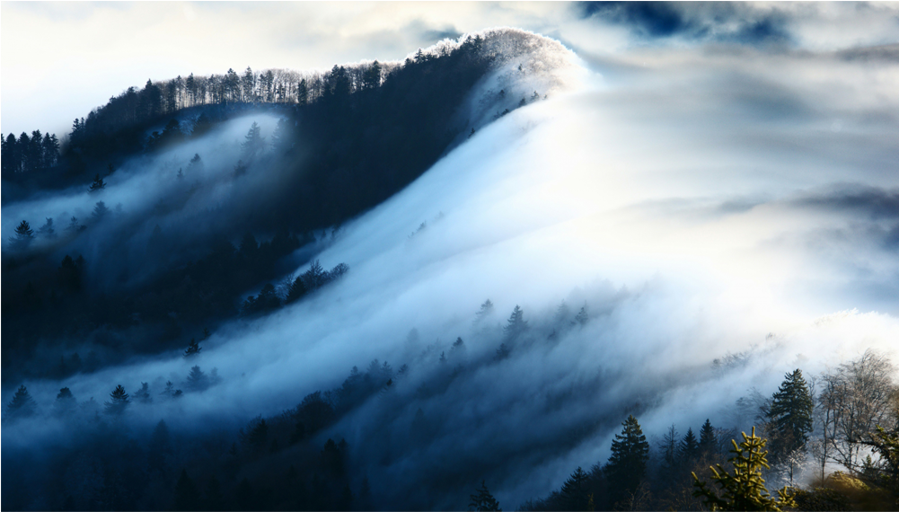 Foggy Mountains Hd (1000x1000), Png Download