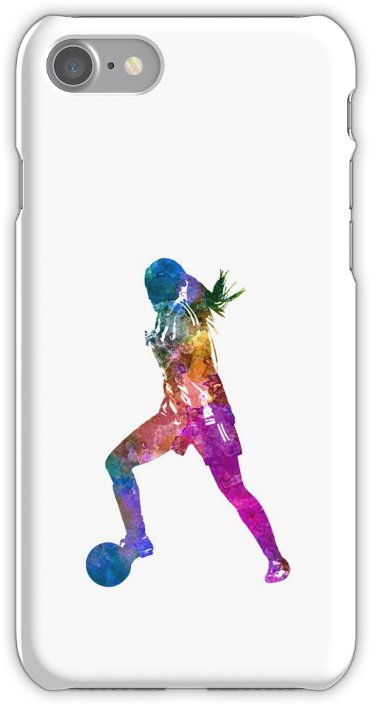 Girl Playing Soccer Football Player Silhouette Iphone - Girl Playing Soccer Football Player Silhouette (750x1000), Png Download