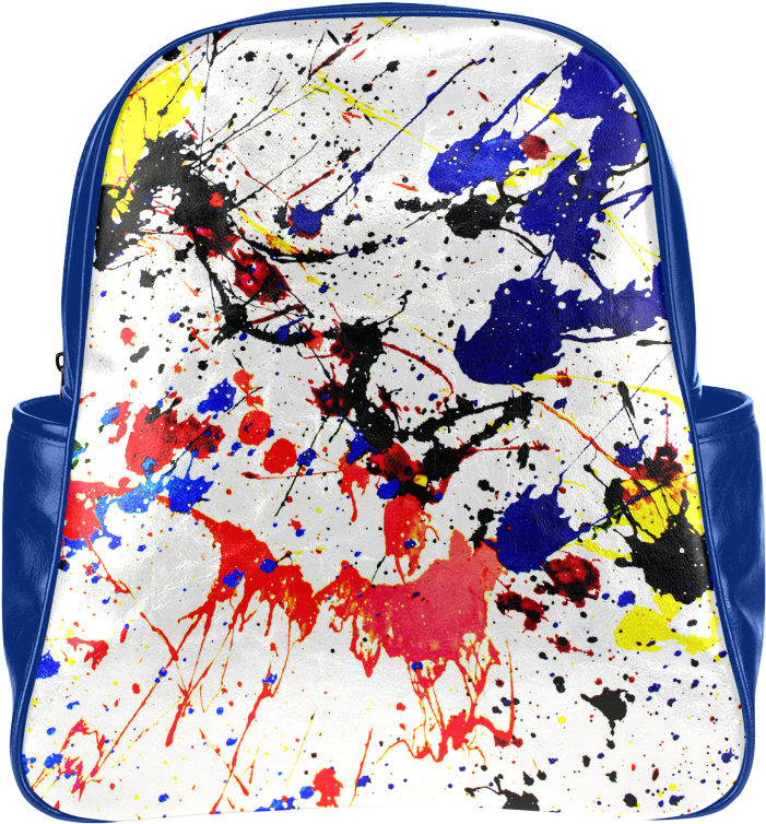 Blue & Red Paint Splatter Multi-pockets Backpack - Black Splatter Paint Apron (1000x1000), Png Download